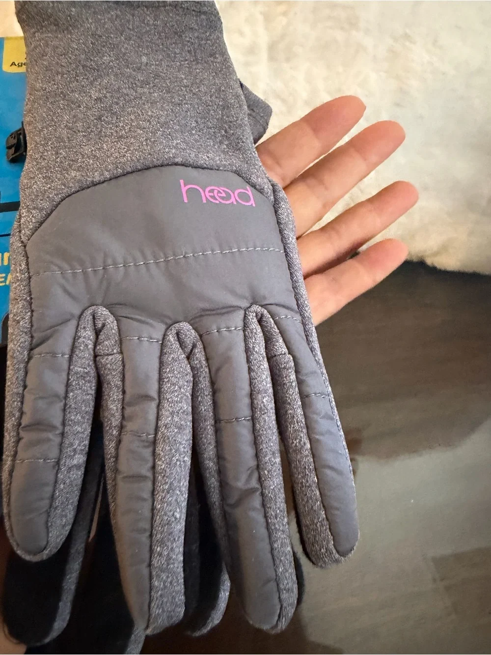 Head Gray Pink Kids Mittens